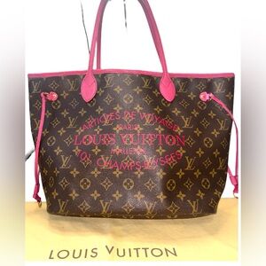 Louis Vuitton Monogram canvas pink Monogram Ikat Flower Neverfull MM